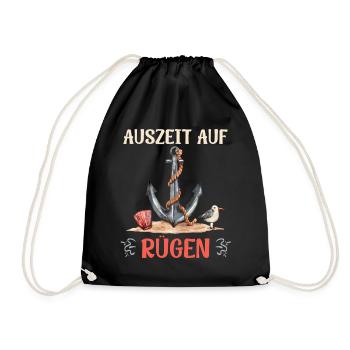Insel Rügen AUSZEIT AUF RÜGEN Urlaub Lustiges - Turnbeutel - Schwarz - Vorne