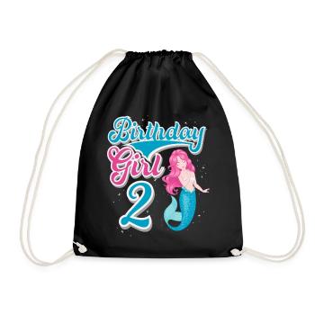 2nd Birthday Mermaid - Drawstring Bag - black - Front