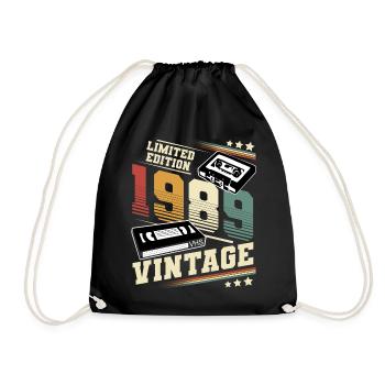 1989 Geburtsjahr Baujahr Geburtstag vintage - Turnbeutel - Schwarz - Vorne