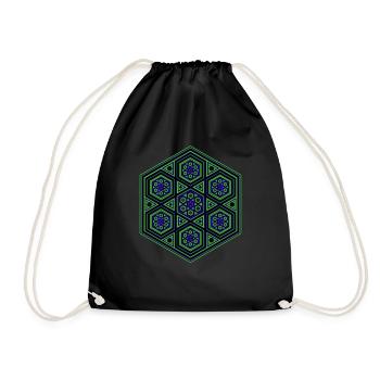 Yoga Meditation Dancing Kaleidoscope Hexagon Pattern - Drawstring Bag - black - Front