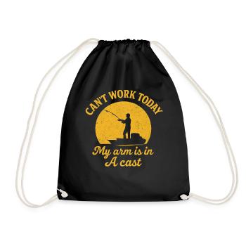 I Can't Work Today My Arm Is In A Cast Angler - Drawstring Bag - black - Front