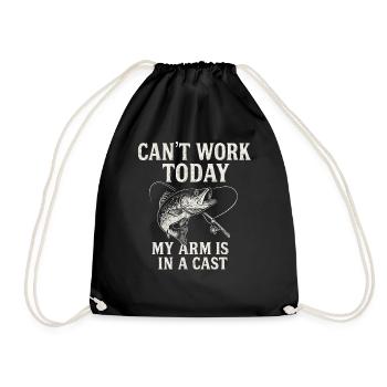 I Can't Work Today My Arm Is In A Cast Angler - Drawstring Bag - black - Front