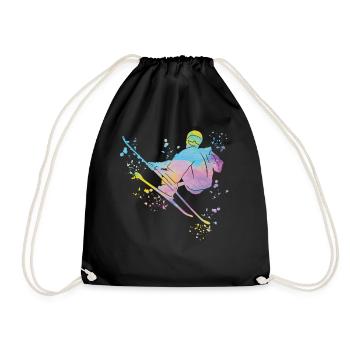 Alpine skiing Winter sports Nordic skiing - Drawstring Bag - black - Front
