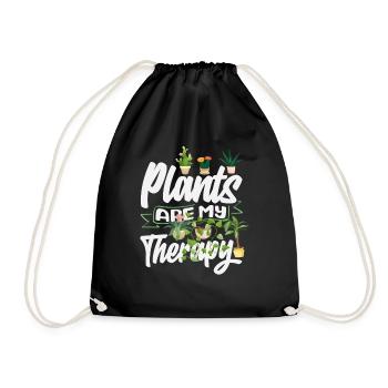 Pflanzen Sind Meine Therapie Lustige Gartenarbeit - Turnbeutel - Schwarz - Vorne