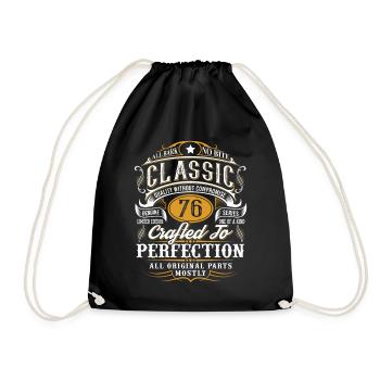 76. Geburtstag - Turnbeutel - Schwarz - Vorne