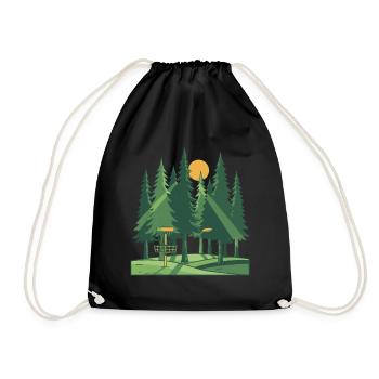 Disc Golf Forêt Coucher de soleil Scène du panier volant à disque - Sac de sport léger - noir - Devant