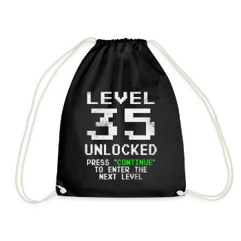 35 Geburtstag Gamer Level 35 unlocked - Turnbeutel - Schwarz - Vorne