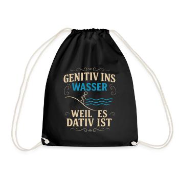Genitiv ins Wasser – Sprachwitz - Turnbeutel - Schwarz - Vorne
