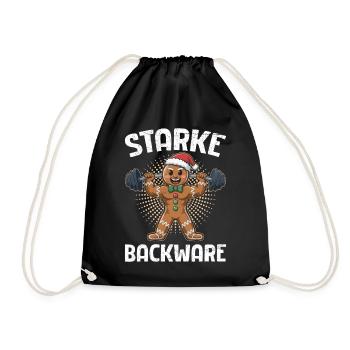 Gingerbread Man STARKE BACKWARE Funny - Drawstring Bag - black - Front