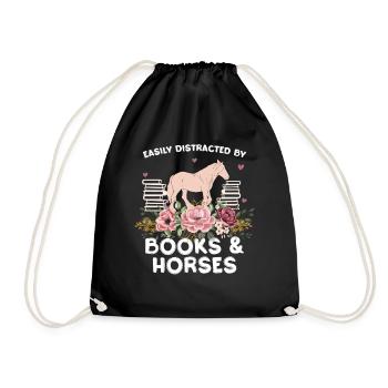 Cheval et Fleurs : Amour des livres - Sac de sport léger - noir - Devant
