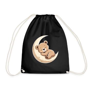 Ours câlin de lune dans un rêve - Sac de sport léger - noir - Devant