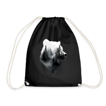 Bear, Forest, Nature, Wilderness, Animal, Bear Artwork - Drawstring Bag - black - Front