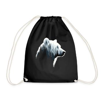 Bear, Forest, Nature, Wilderness, Animal, Bear Artwork - Drawstring Bag - black - Front
