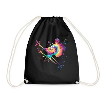 Alpine skiing Winter sports Nordic skiing - Drawstring Bag - black - Front