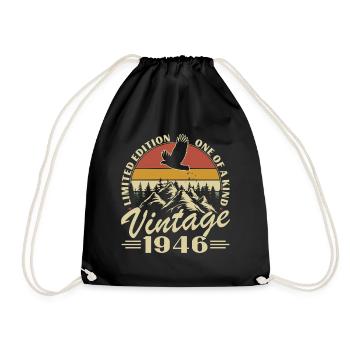 1946 Vintage Retro Birthday Gift - Drawstring Bag - black - Front