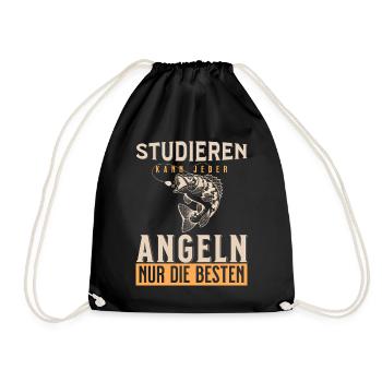 Studieren kann jeder Angeln Nur Die Besten - Turnbeutel - Schwarz - Vorne