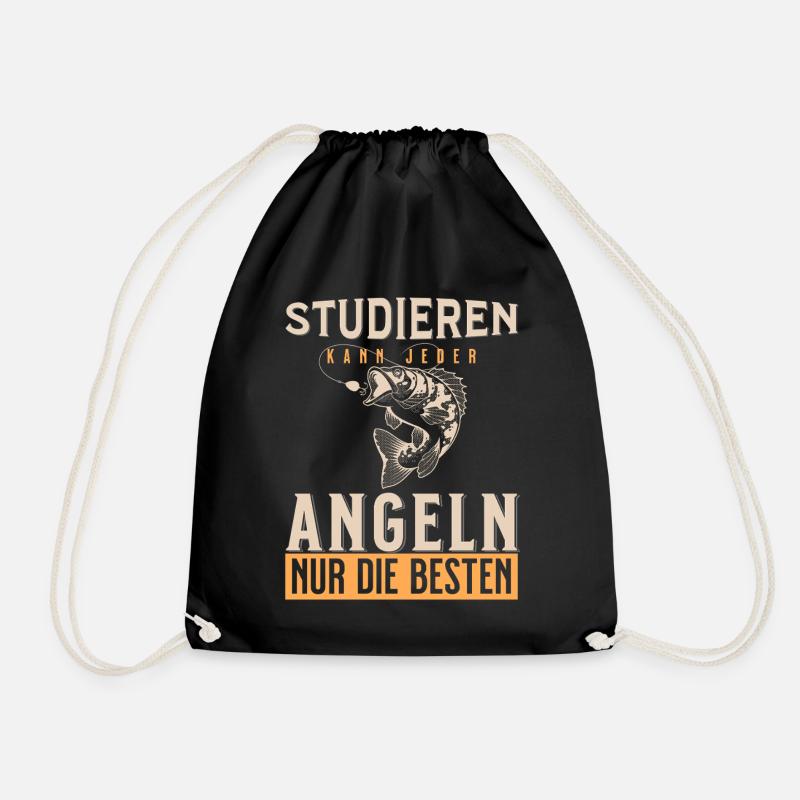 Anyone can study fishing only the best - Drawstring Bag - black