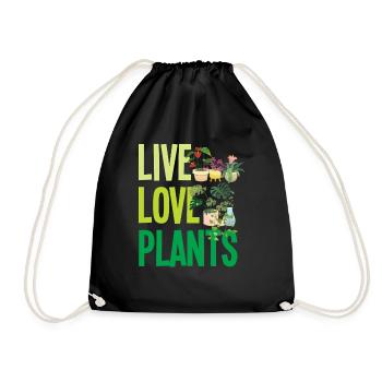 Live Love Plants Plant Lovers - Drawstring Bag - black - Front