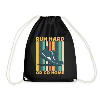 Running Run Hard Or Go Home Marathon Runner - Drawstring Bag - black - Front