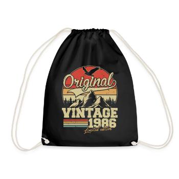 Original 1986 Jahrgang Vintage Geburtstag Retro - Drawstring Bag - black - Front