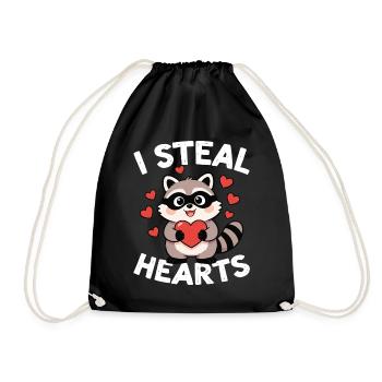 I Steal Hearts Waschbär - Turnbeutel - Schwarz - Vorne