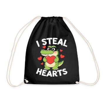 Ich stehle Herzen Alligator - Turnbeutel - Schwarz - Vorne