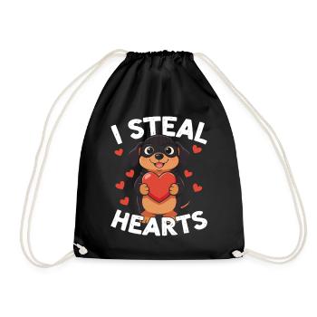 Heart-Stealing Pup with Big Heart - Drawstring Bag - black - Front