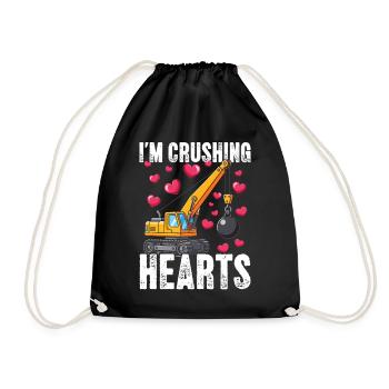 Crushing Hearts Crane - Drawstring Bag - black - Front