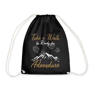 Hiking Hike Vintage Hikers - Drawstring Bag - black - Front