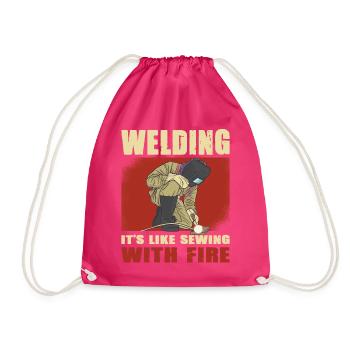Schweißer Spruch Geschenke Für Metallbauer  - Turnbeutel - Fuchsia - Vorne