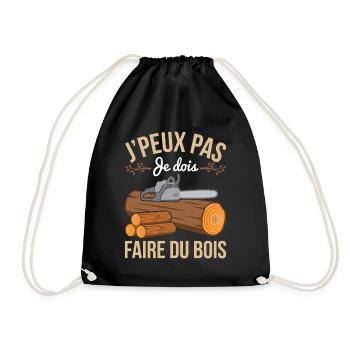 J'Peux Pas Je Dois Faire du Bois Forester Humour - Sac de sport léger - noir - Devant