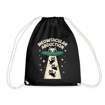 Funny Cat Alien Abduction  - Drawstring Bag - black - Front