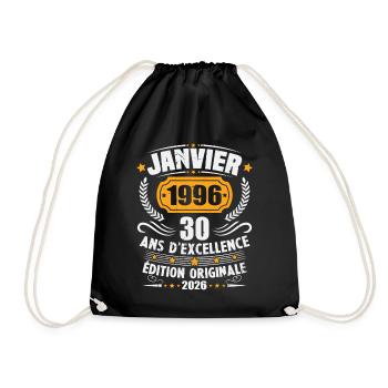 Vintage Janvier 1996 Cadeau D'anniversaire 30 Ans - Sac de sport léger - noir - Devant