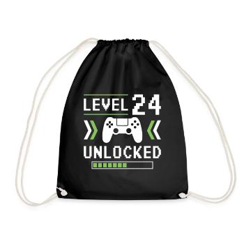 24th Birthday Level 24 unlocked - Drawstring Bag - black - Front