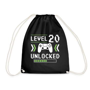 20th Birthday Level 20 unlocked - Drawstring Bag - black - Front