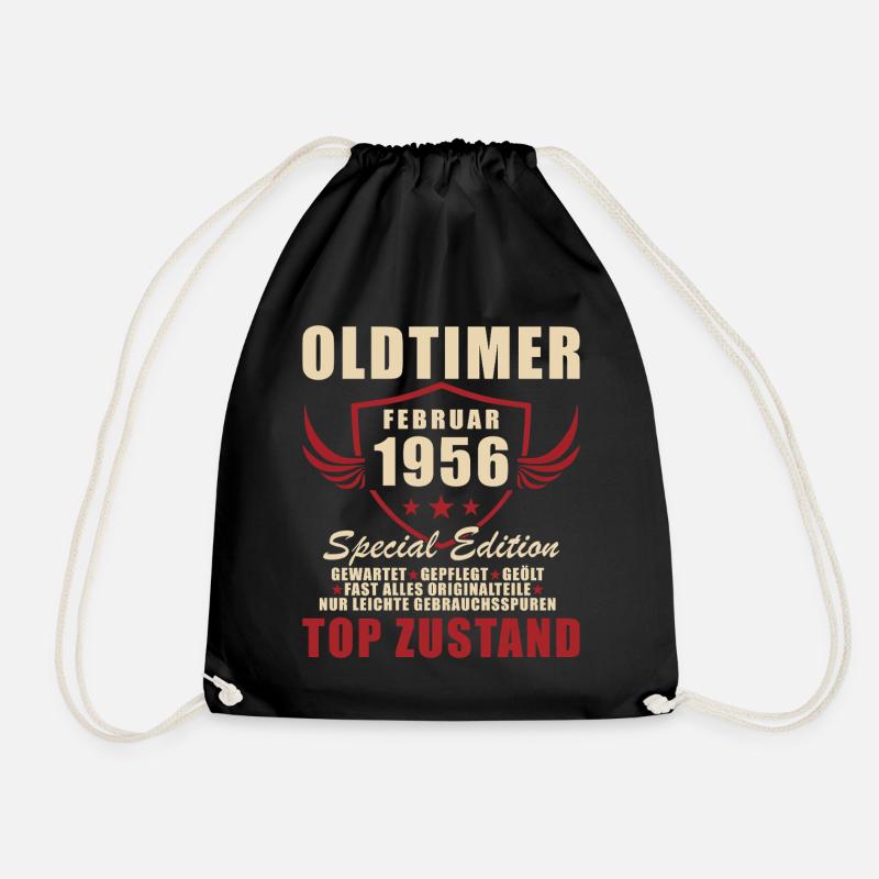 Februar 1956 Geburtstag Oldtimer 1956 - Turnbeutel - Schwarz