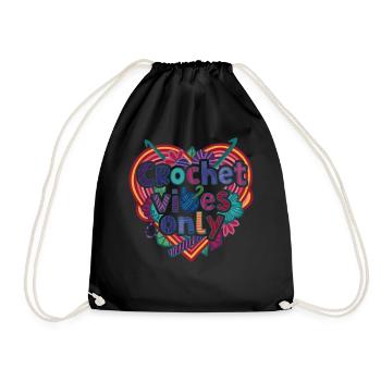 Funny Crochet Vibes Only Crochet Lover Yarn Lovers - Drawstring Bag - black - Front