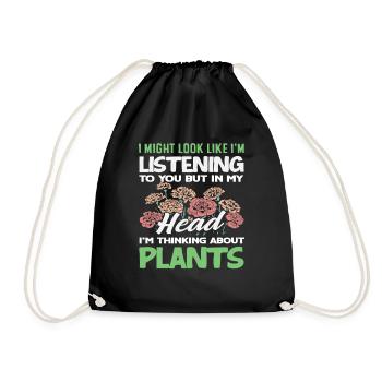 Je pense aux plantes, jardinier drôle - Sac de sport léger - noir - Devant