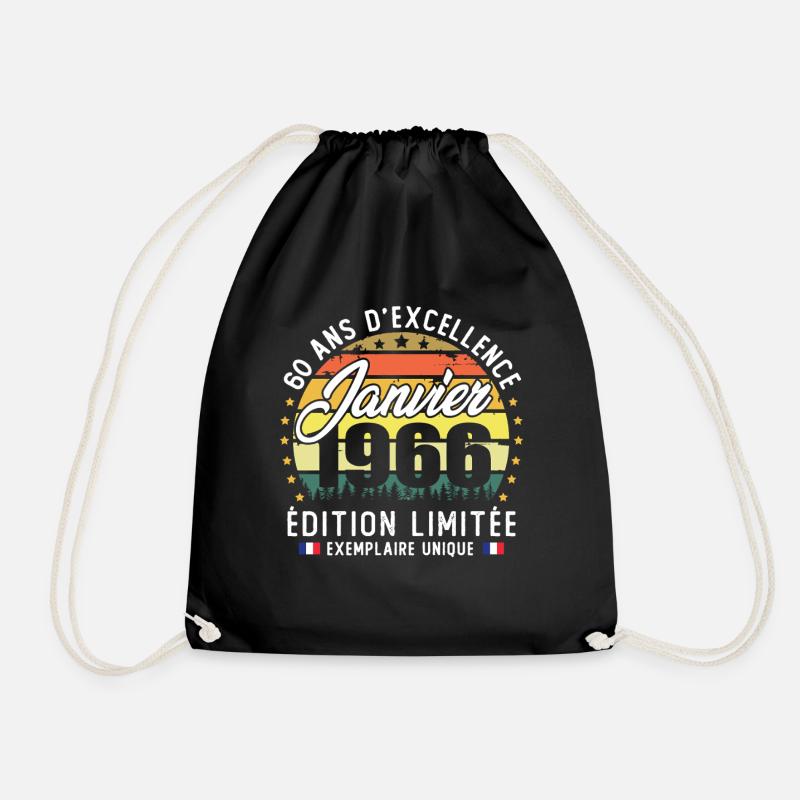 Janvier 1966 Vintage Cadeau Anniversaire 60 Ans - Sac de sport léger - noir