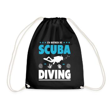 Funny diver design - Drawstring Bag - black - Front