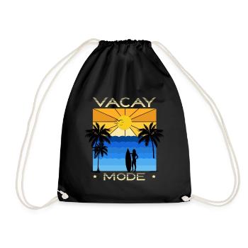 Fun holiday & surfer design - Drawstring Bag - black - Front