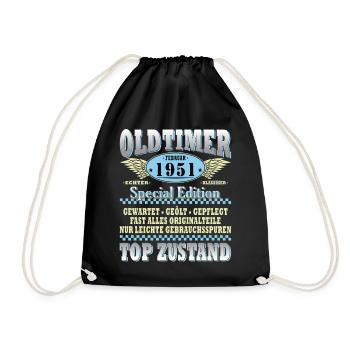 Oldtimer Baujahr 1951 Geboren Jahrgang Geburtstag - Turnbeutel - Schwarz - Vorne