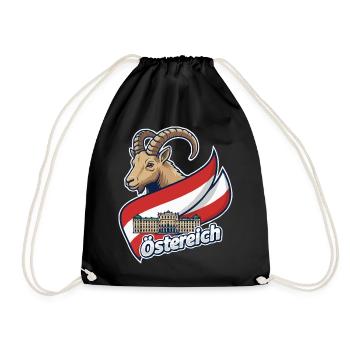Bouquetin avec drapeau autrichien - Sac de sport léger - noir - Devant