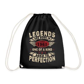February 1961. February 1961 Birthday present. - Drawstring Bag - black - Front