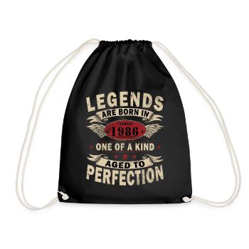 February 1986| February 1986 Anniversary 1986 - Drawstring Bag - black - Front