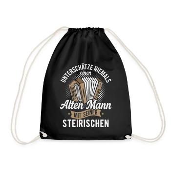 Styrian Accordion Old Man Accordion - Drawstring Bag - black - Front