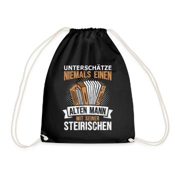Steirische Ziehharmonika Harmonika Quetschn - Turnbeutel - Schwarz - Vorne
