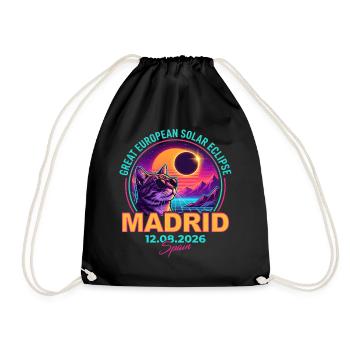 Solar Cat Madrid Eclipse 2026 - Drawstring Bag - black - Front