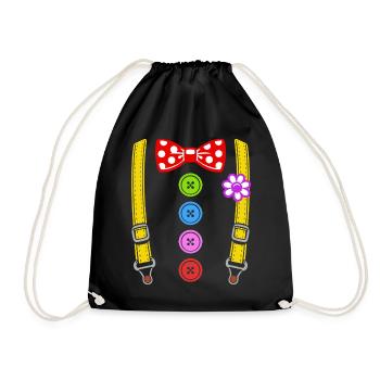 Colorful clown costume with suspenders - Drawstring Bag - black - Front