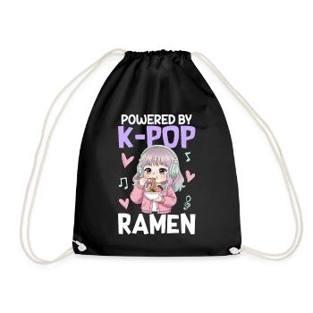 Powered By K-Pop Ramen - Drawstring Bag - black - Front